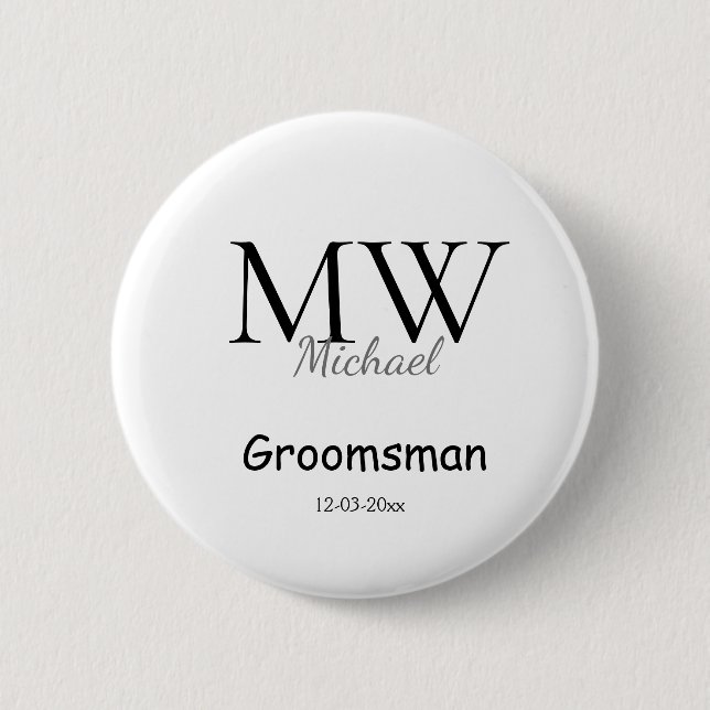 personlig enkel monogram namn bröllopsgäst minimal knapp (Framsida)