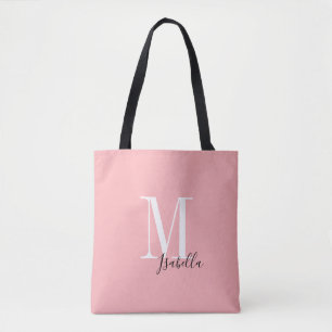 Personlig enkel namn och rosa i monogram tygkasse