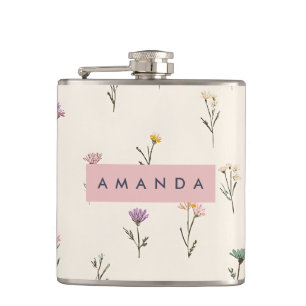 Personlig Enkel Pastel Flower Motif på Cream Fickplunta