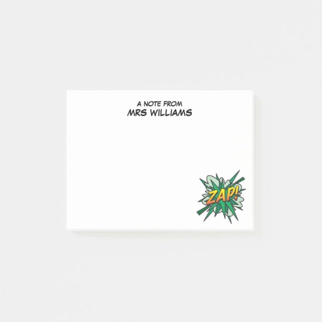 Personlig Enkel Roligt Tecknad Bok ZAP Post-it Block (Framsida)