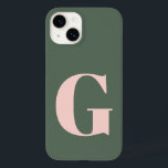 Personlig Enkel Rosa och Grönt med fetstil i monog<br><div class="desc">Personlig Enkelt fet Monogram Rosa och Grönt Fodral-Mate iPhone 14 Fodral</div>