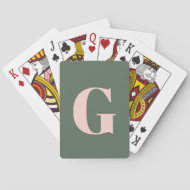 Personlig Enkel Rosa och Grönt med fetstil i monog Casinokort