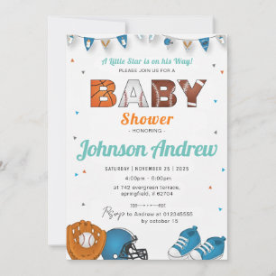 Personlig Enkel Sport All-Star Baby Shower Vit Inbjudningar