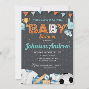 Personlig Enkel Sport All-Star Bebis Shower Inbjudningar