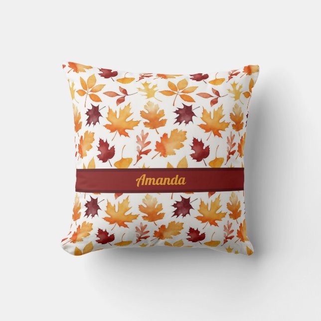 Personlig Enkelt färglöst Höst löv Kudde (Framsida)