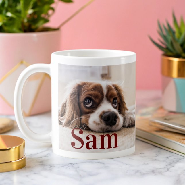 Personlig - enkelt hund Photo och namn keepsak Kaffemugg (Skapare uppladdad)