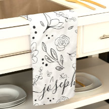 Personlig Enkelt svart vitt blommönster