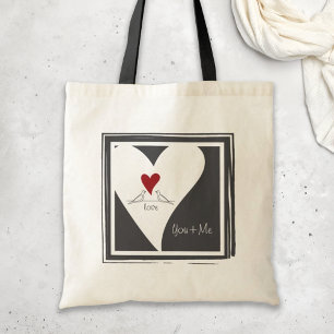 Personlig Enkla moderna fåglar i Kärlek Red Heart Tygkasse