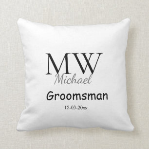 personlig enkla monogram namn groomsman minimum kudde