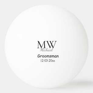 personlig enkla monogram namn groomsman minimum pingisboll