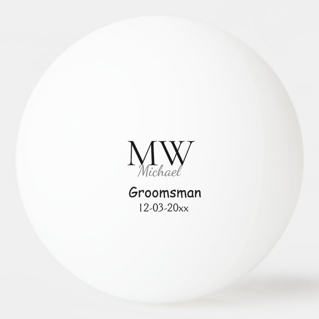 personlig enkla monogram namn groomsman minimum pingisboll (Framsidan)