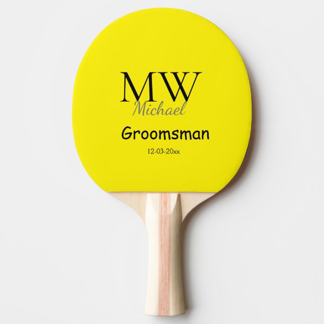 personlig enkla monogram namn groomsman minimum pingisracket (Framsidan)