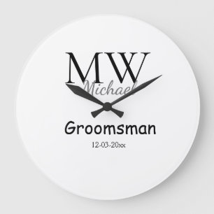 personlig enkla monogram namn groomsman minimum stor klocka