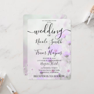 Personlig Enkla Violetta Blommor Bröllop Inbjudningar