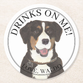 Personlig Entlebucher Mountain Hund Bröllop Underlägg Papper Rund