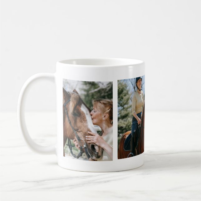 Personlig Equestrian Horse Girl Foto Collage Kaffemugg (Vänster)