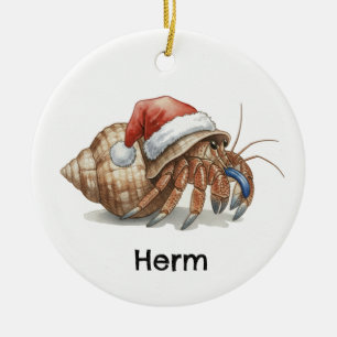 Personlig eremitkrabba till jul julgransprydnad keramik