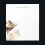 Personlig Espresso Martini Thned Anteckningsblock<br><div class="desc">Lägg till en stänk i chicens kassaskåp till ditt skrivbord med våra Espresso Martini Note-Dynor. Anteckningsblocket med det egna namnet på snyggten innehåller en vattenfärgad illustration av den ikoniska espresso martini - perfekt för kaffe och cocktail-älskare. Oavsett om du skriver tackmeddelanden, vardagliga påminnelser eller att göra listor ger det här...</div>