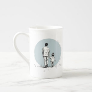 Personlig EST År Pappa & Dotter Minimalistisk Benporslin Mugg