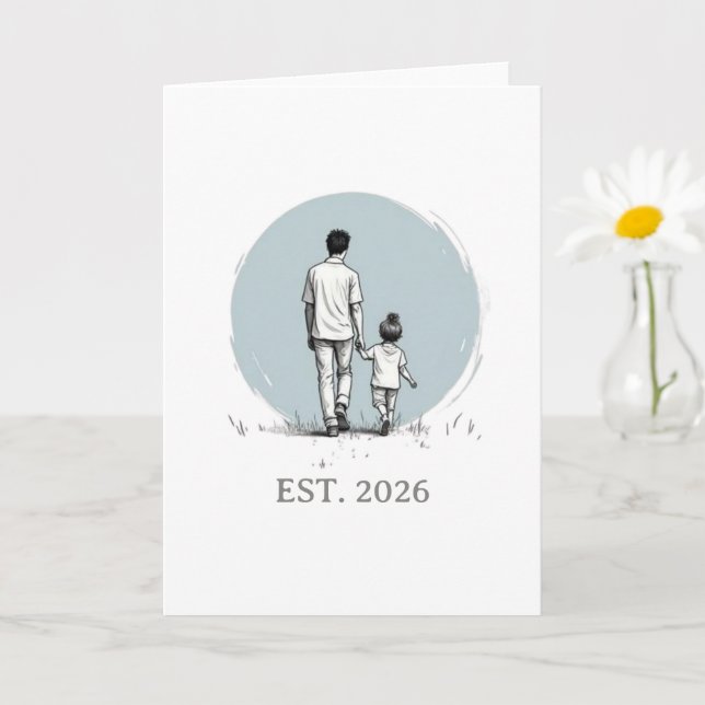 Personlig EST År Pappa & Dotter Minimalistisk Kort (Liten växt)