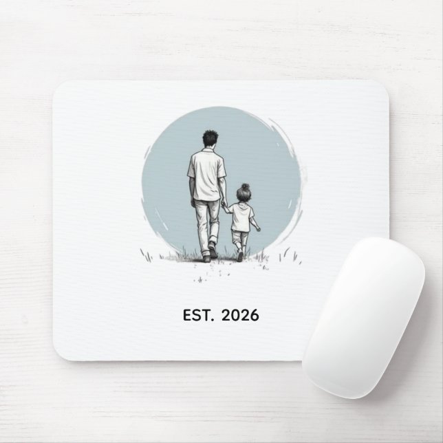 Personlig EST År Pappa & Dotter Minimalistisk Musmatta (Med mus)