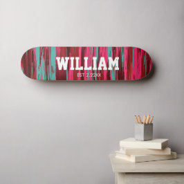 Personlig Est  Färgglad Abstrakt Röd & Rosa Mini Skateboard Bräda 18,5 Cm