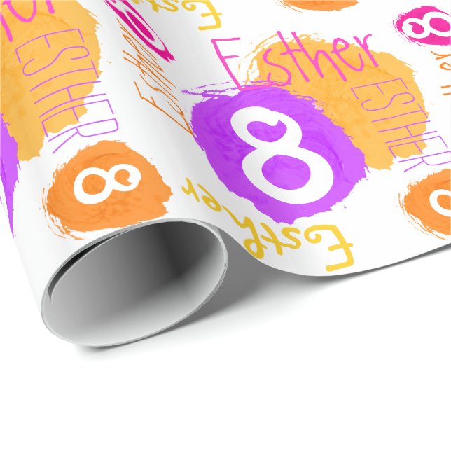 Personlig Esther 8:e födelsedagskalkens radbyte Presentpapper (Rullad Hörn)