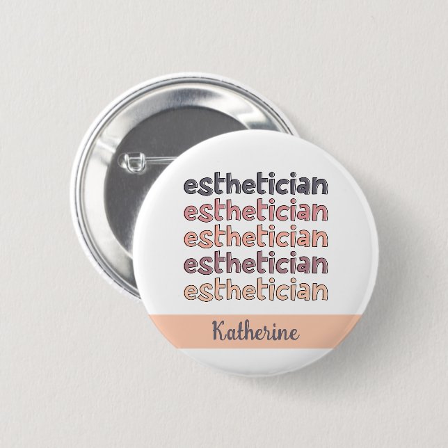 Personlig Esthetician Cosmetolog Beautician Knapp (Framsida & baksida)