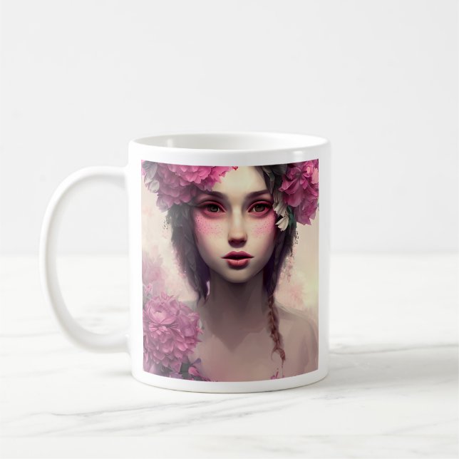 Personlig Eterisk Flicka med Rosa Fräknar Kaffemugg (Vänster)
