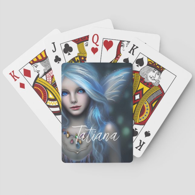 Personlig Etheral Mystical Blue Fairy Casinokort (Baksidan)