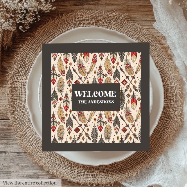 Personlig Ethnic Napkins Classic Boho Stil Pappersservett (Personalized Ethnic Napkins Classic Boho Style)
