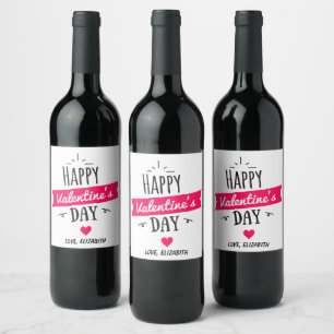 Personlig etikett på vin till Alla hjärtans dag,