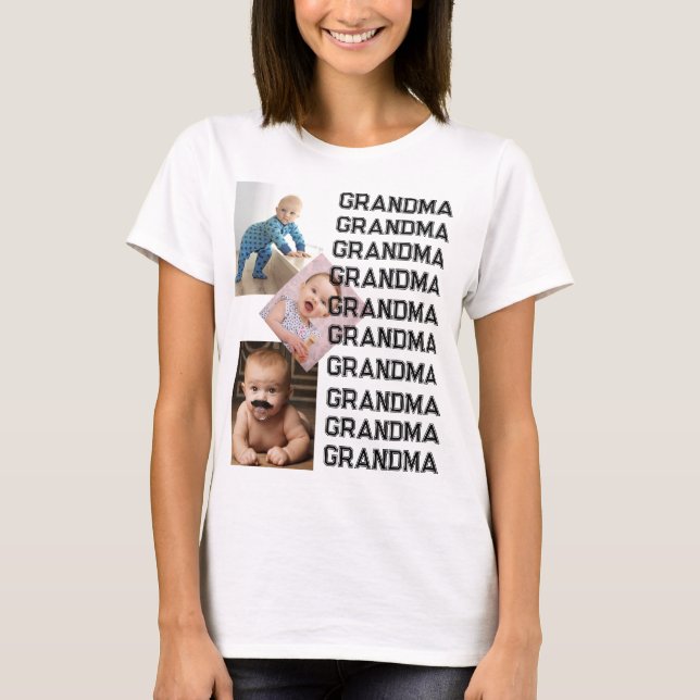 Personlig ett av ett slags fotokollage GRANDMA T Shirt (Framsida)