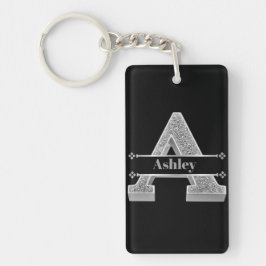 Personlig ett första Silver-monogram ditt namn