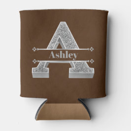 Personlig ett första Silver-monogram ditt namn