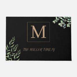 Personlig Eucalyptus Black Monogram Blommigt