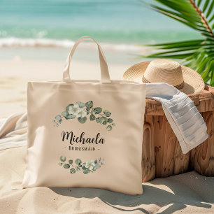 Personlig Eucalyptus Greenery Bridesmaid Tygkasse