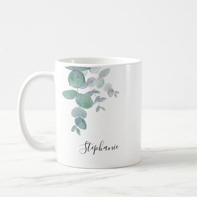 Personlig Eucalyptus Greenery  Kaffemugg (Vänster)