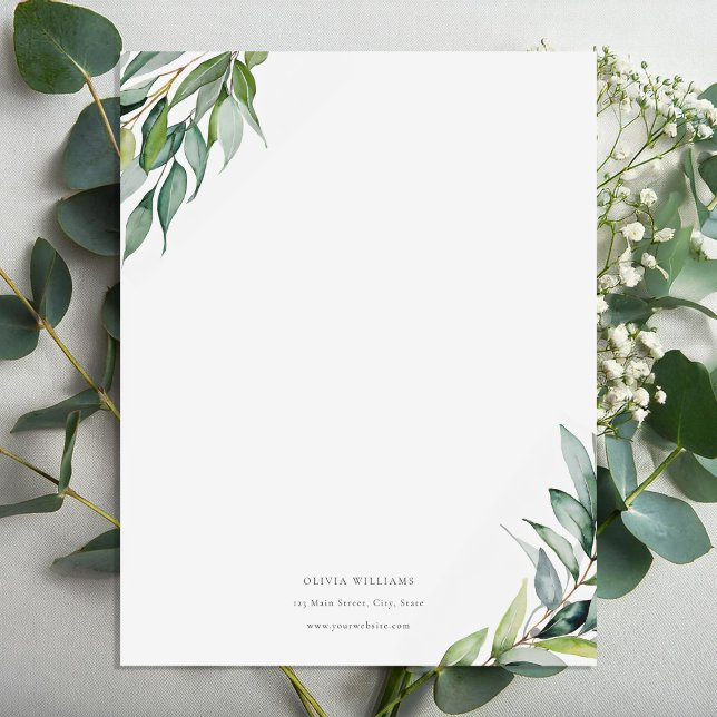 Personlig Eucalyptus Greenery Stationery Papper (Skapare uppladdad)