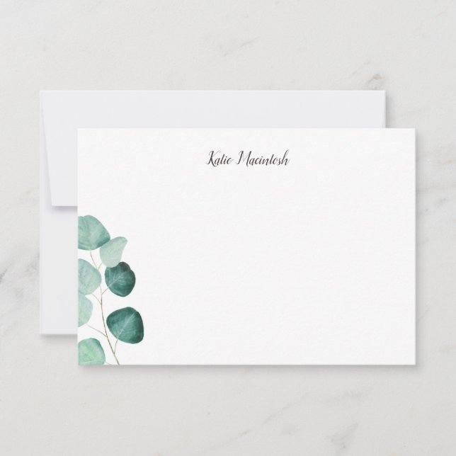 Personlig Eucalyptus Stationery Tack Kort (Framsida)