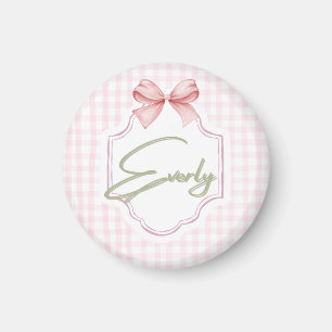 Personlig Everly Flicka Nursery Bow&Gingham Magnet