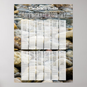 Personlig Evighetsstrand Födelsedagskalender Poster