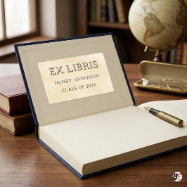 Personlig Ex Libris Bokmärke Vintage Pergament Rektangulärt Klistermärke