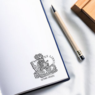 Personlig Ex Libris Dam Skull-bokningsplats Stämpel