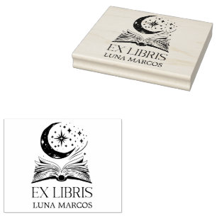 Personlig Ex Libris med Bok och stjärnor Stämpel