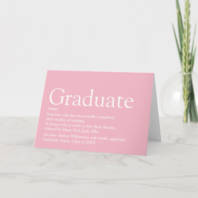 Personlig examen definition Rosa tjej Kort (Framsida)