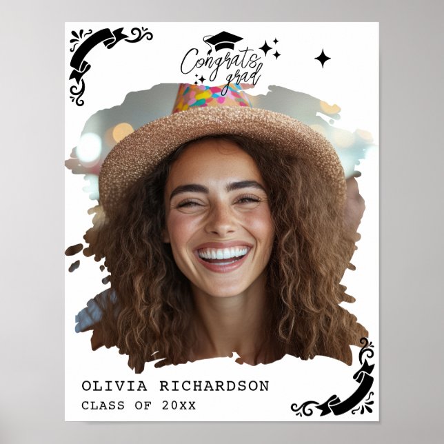 Personlig examen Elegant skript Stjärnor & Kappa Poster (Framsidan)