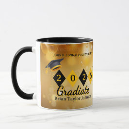 Personlig examen svart & guld kaffemugg