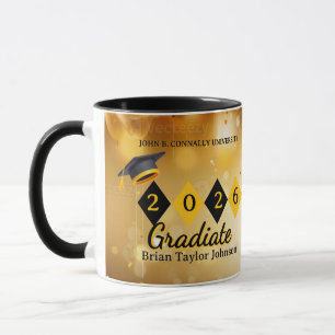Personlig examen svart & guld kaffemugg