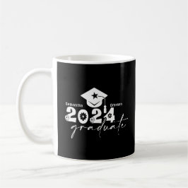 Personlig examenklass 2024 svart/vit kaffemugg
